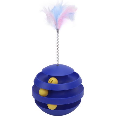 Tour à roulettes pour chat, jouet interactif favorisant l'exercice et la vitalité de votre animal, balle à roulettes pour chat d'intérieur (bleu). (1/5)
