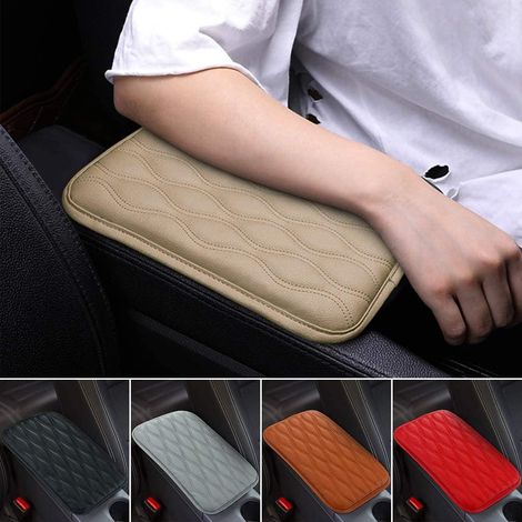 Couvertures Automatiques De Tapis De Coussin De Mousse De Mémoire De Protection D'accoudoir De Voiture Avec La Poche De Téléphone Portable, Universel Pour La Plupart Des Voitures-beige