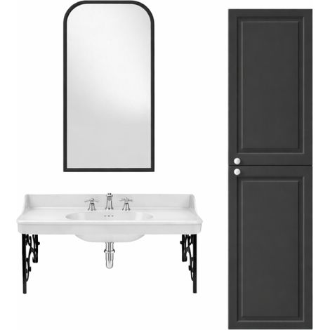 Pack plan vasque suspendu 3 trous JACOB DELAFON Cléo 1889 + colonne droite + miroir + mélangeur croisillon chromé + siphon chromé