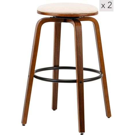 Nordlys - Lot de 2 Tabourets de Bar Metal Bois Industriels