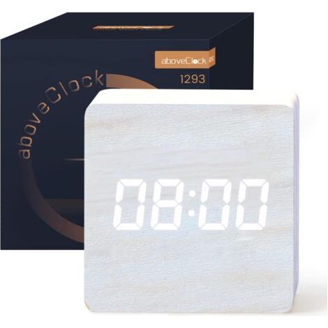 Réveil Numérique, Réveil Matin LED Horloge Digitale sans Tic-tac avec Affichage Date, Température, Fonction Snooze, Horloge Numérique Alimenté par Batterie ou USB【Bois Blanc】 (1/5)
