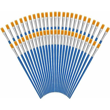 Pinceaux Peinture Bleus (Lot de 50) - Pinceaux Acrylique, Aquarelle et Huile en Poil de Nylon avec Manche en Plastique - Petit Pinceau Peinture Fin et Plat - Art et Artisanat (1/5)