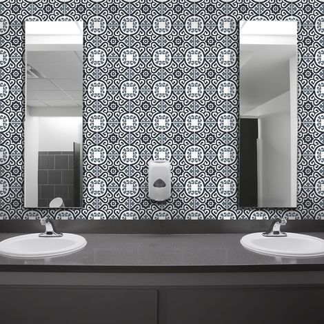 Sticker Mural Carrelage adhésif Cuisine Salle de Bain - 30 STICKERS CARREAUX DE CIMENT AZULEJOS INDA - 30stickers10x10cm (1/5)