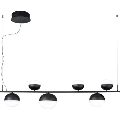 Lampada a sospensione Led MALI 125 cm in metallo verniciato Nero e vetro sagomato (1/4)