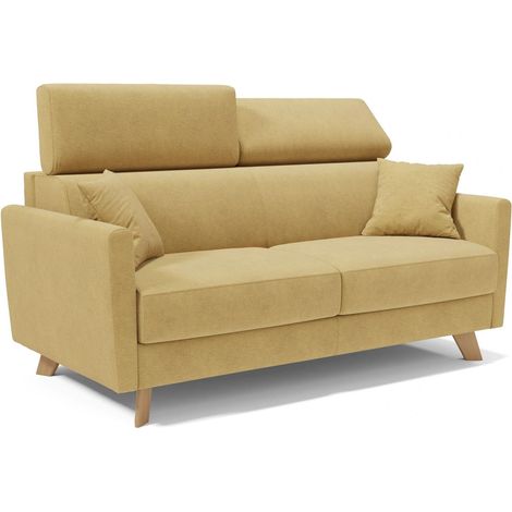 Francy Schlafsofa mit verstellbaren Kopfstützen aus abwaschbarem Stoff T17 160 cm (mat. 120x197) Gelb