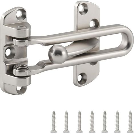 1 lot de serrures de sécurité en acier pour porte d'entrée, verrou sans chaîne pour fenêtre et porte d'entrée, anti-effraction, argent et blanc (1/5)