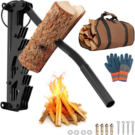 Jiubiaz Fendeur de bûches manuel avec sac pour poêle à bois et cheminée
Poignée extensible amovible noire (1/5)