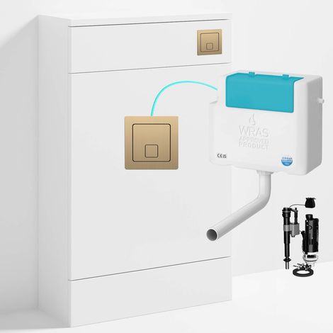 Gloss White 500 x 200mm Back to Wall WC Unit with Concealed Toilet Cistern Set - Side Entry (1/4)