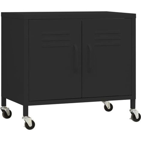 Armoire de Rangement en Acier Noir, 60 x 35 x 56 cm, Meuble de Stockage Multifonction pour Salon, Chambre ou Bureau (1/5)