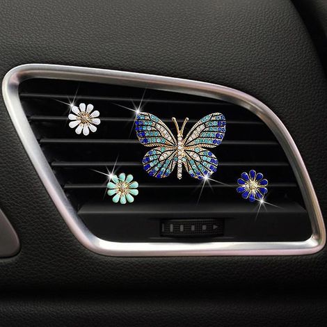 lot De 4 Clips De Ventilation Pour Climatisation De Voiture(strass Papillons), Clips D'aration Pour Voitures, Clips Pour Grille D'aration De Voitu (1/4)