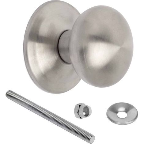 Emuca Bouton de porte d'entrée, Modèle Bowler, Ø70mm poignée pour porte d'entrée, Acier inoxydable, Nickel satiné (1/4)