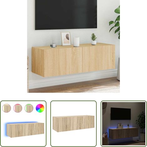 LED-Leuchten - TV-Wandschrank mit LED-Leuchten Sonoma-Eiche 100x35x31 cm (1/5)