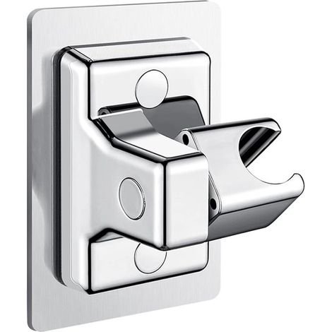 Support de douche mural sans perçage, ABS, 12 x 8 cm, argent (1/5)