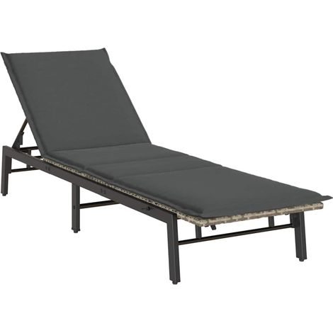 Maison Exclusive - Sonnenliege mit Auflage Hellgrau Poly Rattan