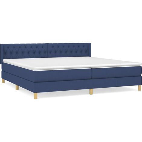Maison Exclusive - Cama box spring con colchón tela azul 200x200 (1/5)