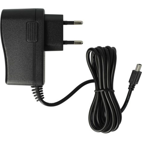 vhbw Mini-USB Ladegerät Universal Ladekabel mit Netzstecker 2.0 A / 5V Schwarz