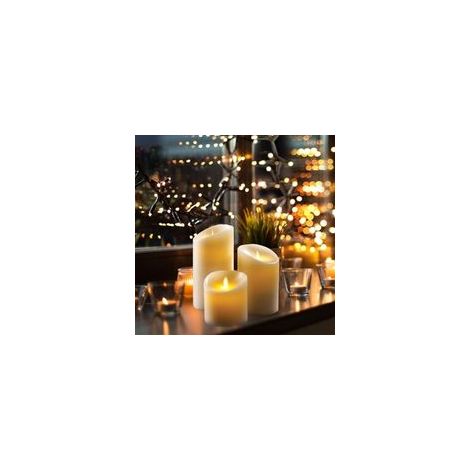 Bougies LED, lot de 3 bougies décoratives (10cm, 12.8cm, 15.2cm), bougies sans flamme avec télécommande à 10 boutons. Flammes LED clignotantes en véritable cire couleur ivoi (1/5)