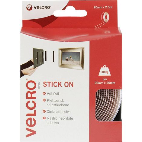 VELCRO Brand VEL-EC60214 Stick On Tape 20mm x 2.5m White VEL60214