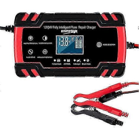 Chargeur de batterie intelligent Anhtczyx Zyx-j30 12 V / 24 V à 3 étapes pour voiture et moto - Rouge (1/5)
