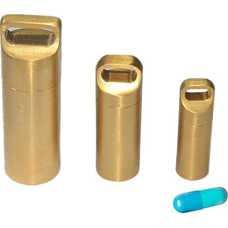Lot de 3 porte-clés pilulier en laiton étanches, idéaux pour les voyages et la survie en extérieur. (1/5)