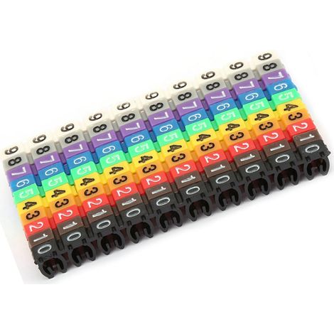 Digitales Kennzeichen für Kabelkanäle, Kabelmarkierung, farbig (100 Stück, 2,5 mm²) (1/5)