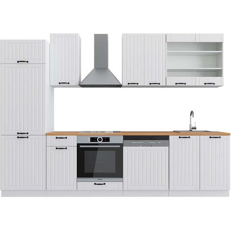 Cuisine Fame-Line, Blanc campagne/blanc, 300 cm , PT Chêne, Vicco
