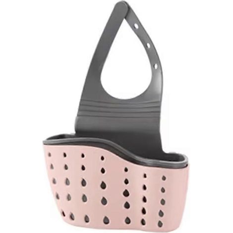 Panier de rangement pour la maison, étagère pour évier de cuisine, panier suspendu réglable pour savon et éponge rose (1/5)