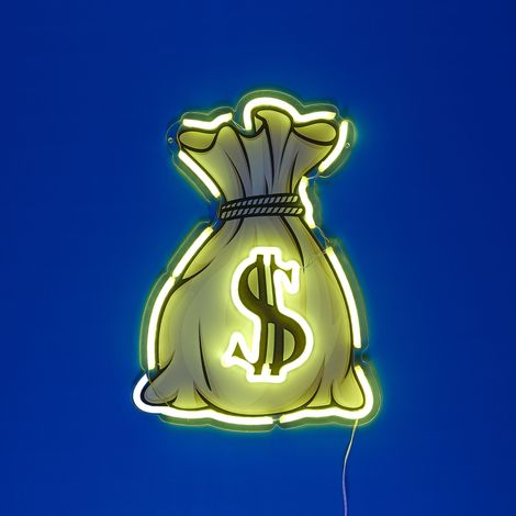 Lampe - HOME DECO FACTORY - Dollar - LED - Effet Néon - Jaune (1/3)