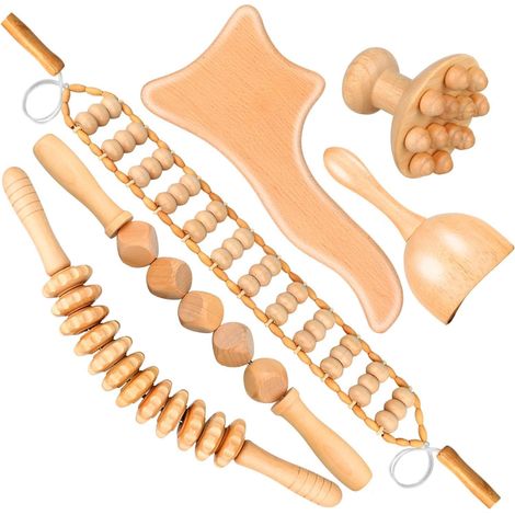 Kit de massage – Madérothérapie – Anti-cellulite – Drainage lymphatique – Bois naturel (Ensemble 11)-AquaForge (1/3)