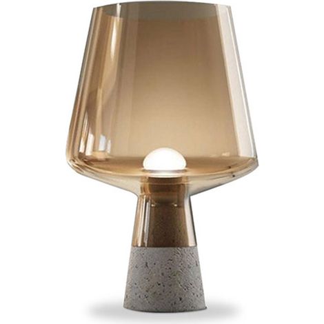 Privatefloor – Lampe à poser scandinave en verre fumé – Hauteur 38 cm – Éclairement doux pour salon et chambre – Style minimaliste moderne (1/2)