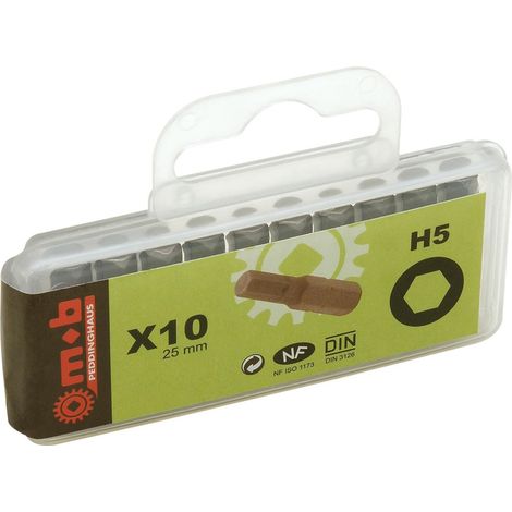 Boîte de 10 embouts 6 pans 1/4" – Acier Silicium S2 – Haute résistance à l'usure – MOB (1/3)