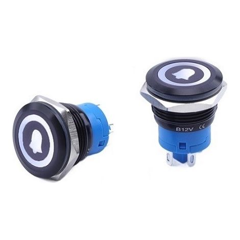 Botón de timbre de puerta 19x27MM LED blanco monoestable negro antivandálico 250V 2A (1/5)