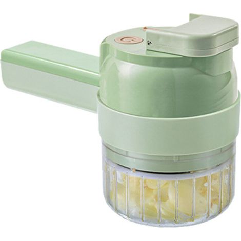 Coupe-Légumes Électrique - 4 en 1 Tranchage Broyage Épluchage Nettoyage - USB Rechargeable - Récipient Inclus - 1 Pièce (1/5)
