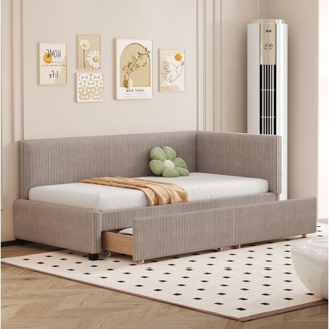 cama con almacenaje tapizada 90x200 gris OKMYHOME (1/5)