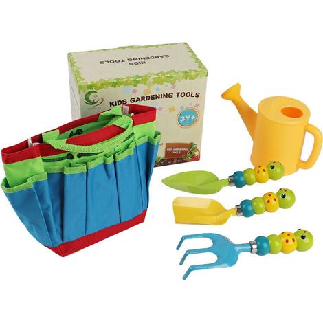 Kids Garden Tool Set, 5 Pieces Kids Garden Tools Set, Outdoor Kit with Tools, Kids Garden Gloves, Kids Apron, Kids Garden Toys