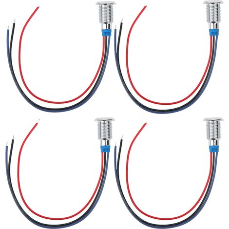 4 jeux de mini LED rondes précâblées à anode commune, voyants indicateurs bicolores 10 mm 110/220 V (rouge et bleu)
