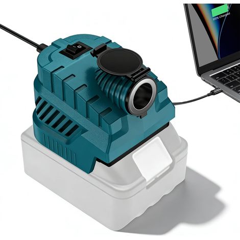 Adaptateur De Batterie, Adaptateur De Batterie Usb 18V Vers 12V, Adaptateurs Pour Batteries Avec Prise Allume Cigare, Port De Chargeur Usb/Type-C, Convertisseur Abaissant Pour Voiture,Robotique (1/5)