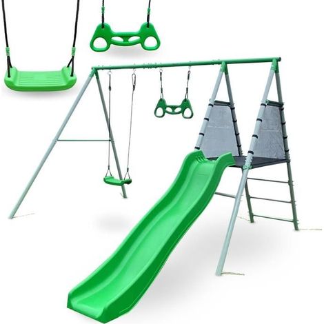 Área de juegos XXL - Columpio trapecio tobogán 183 cm - 280x290x196 cm