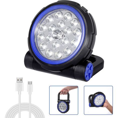 Projecteur LED Rechargeable 10W,800LM Lampe De Chantier Rechargeable Par Usb,IPX5 étanche,3 Modes d'Eclairage