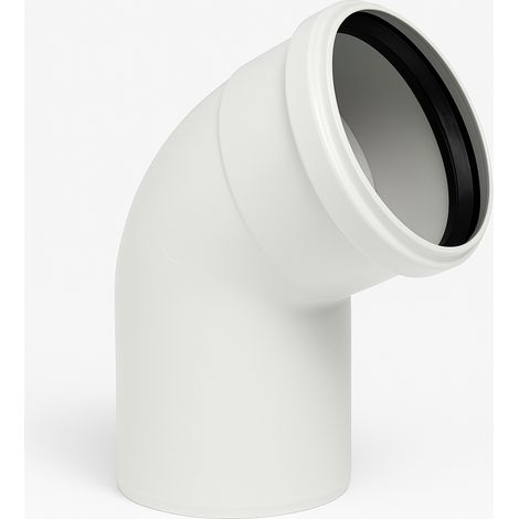 Curva m/f 45° Ø60 per canali fumo a condensazione in pp bianco con guarnizione epdm premontata flue pabcq 45 d60