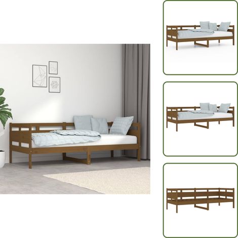 Sofá de pino - vidaXL Sofá cama madera maciza de pino marrón miel 80x200 cm - Cama de madera