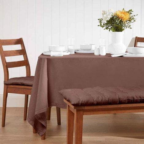 HOMESCAPES Chocolate Brown Tablecloth 140 x 230 cm