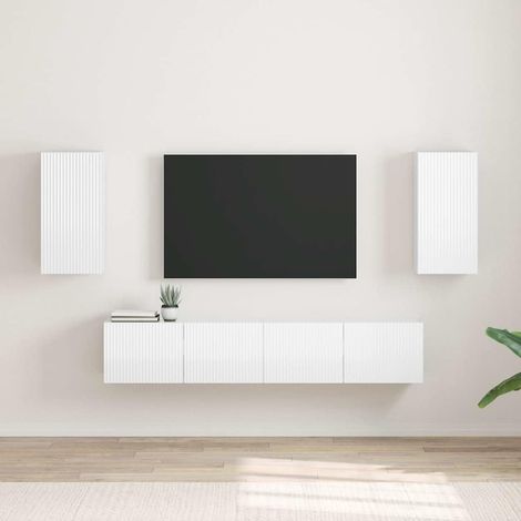 TV-Wandschrank Wandmontiert 2 pcs Glänzend Weiß 30 x 31 x 60 cm