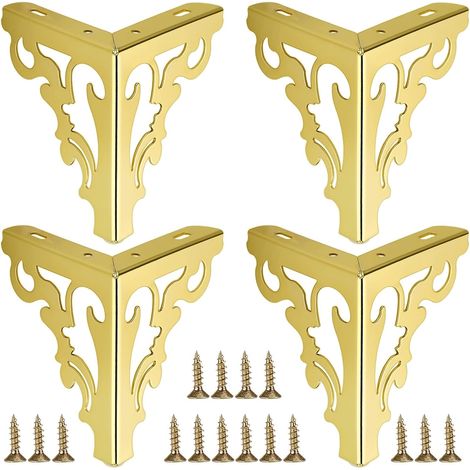 Gambe per mobili in metallo, gambe per divani moderni per riparare e rinnovare cassettiere, armadi, tavolini da tè, ripiani da banco, placcate in oro, capacità di peso di 550 libbre per gamba, 12 cm/4