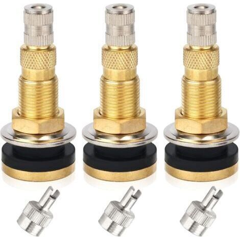 3pcs Tige Valve Pneu pour TR618A, Tiges Valve Tracteur sans Chambre à Air avec 3pcs Couvercles de Démontage de Noyau de Valve en Laiton Adaptés aux Tracteurs Niveleuses Excavatrices (1/5)
