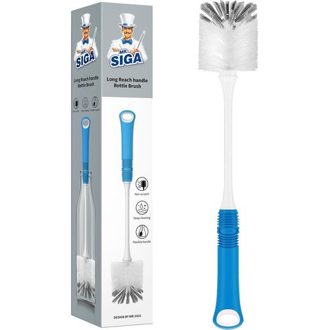 Goupillon à Bouteille avec Long Manche, Brosse à Bouteille Thermos Brosse de Nettoyage pour Gourdes Anti-Rayures, Brosse Biberon pour Thermos Verres à Boire Tasse avec Manche Antidérapant (1/5)