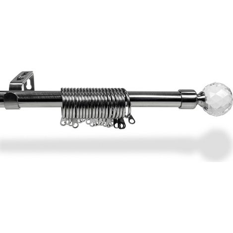 BASTONE IN ACCIAIO Per TENDA Regolabile DIAMETRO 19 MM. Completo di ANELLI mod. Diamante Cm. 120-210