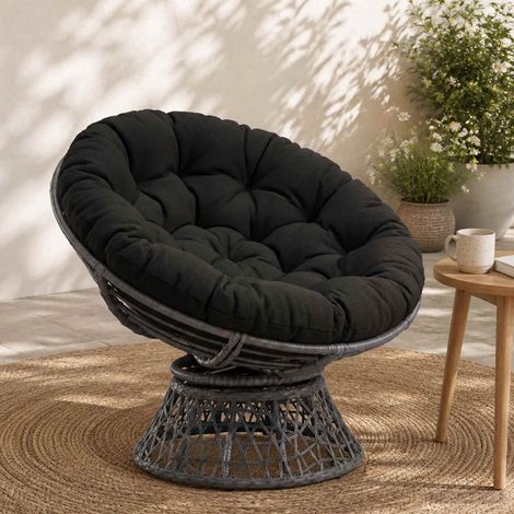 vidaXL Cojín para Silla Papasan VIANEN 100% Poliéster Negro (1/5)