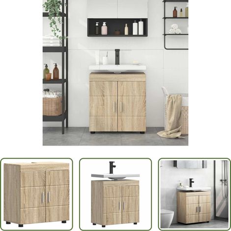 Holzschrank - Badezimmerschrank-Set TULUM Sonoma-Eiche 60 x 34 x 63 cm (1/5)