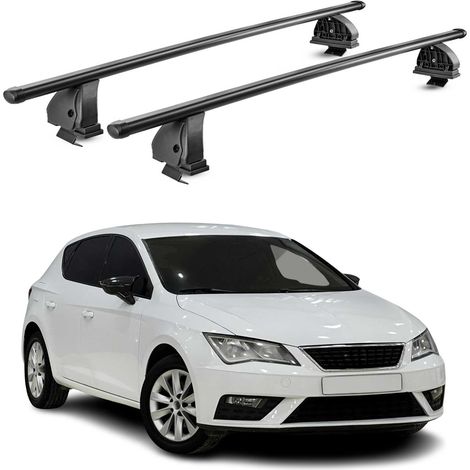 OMAC Stahl Dachträger Querträger Seat Leon III 2012-2020 – TÜV / DIN 75302:2019 – Abschließbar – Max. 75 kg – 2 Stangen – Schwarz (1/5)